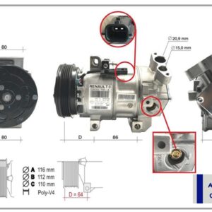 KLİMA KOMPRESÖRÜ SIFIR ÜRÜN RENAULT SYMBOL III 14 DACIA SANDERO II 12 LOGAN MCV LOGAN II 12 0.9 TCe 1.2