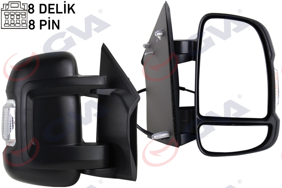 DIŞ DİKİZ AYNASI SAĞ DUCATO-BOXER-JUMPER 06 ELEKTRİKLİ ISITMALI SİNYALLİ KISA KOL KONVEKS 8 FİŞ ÇİFT CAM 735424397-735480887-8153.Y6