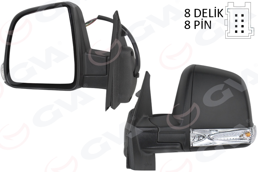 DIŞ DİKİZ AYNASI ELEKTRİKLİ SOL DOBLO III 2011 MD. SİNYALLİ KATLANIR / POWER FLOK DESENLİ 8 FİŞ 735645708