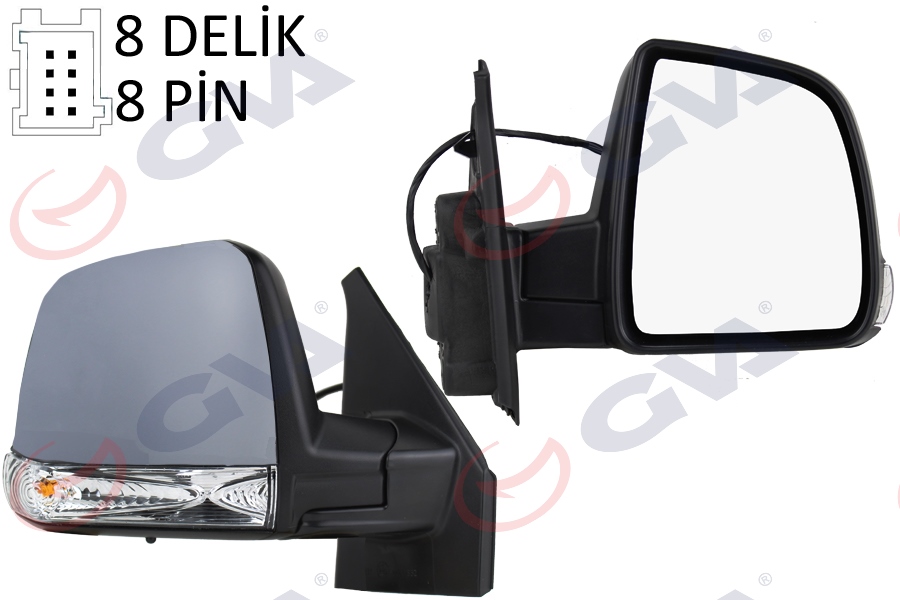 DIŞ DİKİZ AYNASI SAĞ DOBLO 11 ELEKTRİKLİ SİNYALLİ ASTARLI TEK CAM SENSÖRLÜ KONVEKS 8 FİŞ VM-668EHPSR 735528041