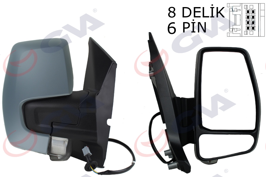 DIŞ DİKİZ AYNASI SAĞ TRANSİT CUSTOM V362 12 ELEKTİRİKLİ ISITMALI ASTARLI SİNYALLİ KONVEKS VM-6325EHPR 1766579-682BL5JA6 BK21 17682