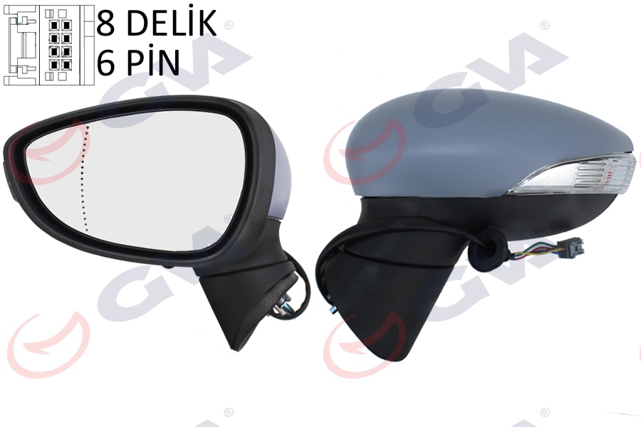 DIŞ DİKİZ AYNASI SOL FIESTA 08 ELEKTRİKLİ ISITMALI SİNYALLİ ASTARLI ASFERİK 6 FİŞ VM-6313EHPAL 8A6117683FJ5YYW-1753824