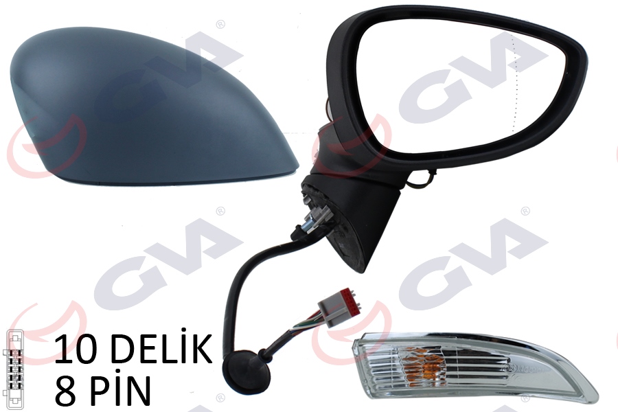 DIŞ DİKİZ AYNASI SAĞ FIESTA 12 ELEKTRİKLİ ISITMALI KATLANIR SİNYALLİ ASTARLI ASFERİK 10 FİŞ VM-6326NEBAR 1748313 C1BB17682GA-1594546-1542155-1671414