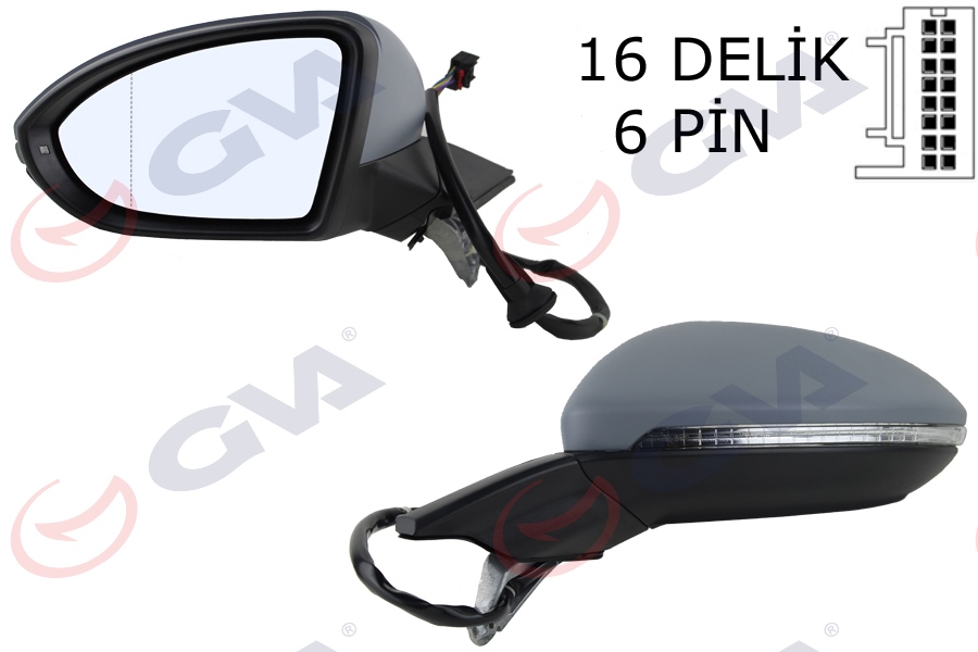 DIŞ DİKİZ AYNASI SOL GOLF 13 ELEKTRİKLİ ISITMALI SİNYALLİ ASTARLI ASFERİK 6 FİŞ VM-6187EHPAL 5G1857507AF9B9-5G0857537CGRU