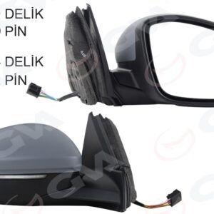 DIŞ DİKİZ AYNASI SAĞ ELEKTRİKLİ ISITMALI SİNYALLİ KATLANIR SENSÖRLÜ ASTARLI Ç.AYDINLATMALI KONVEKS 208 19- CORSA F 19- 10H10P 4H2P