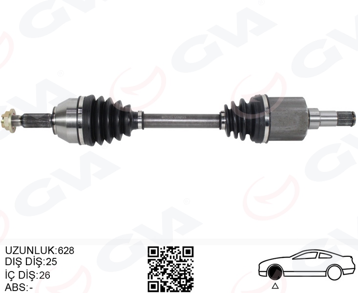ON AKS KOMPLE SOL TRANSIT CONNECT 1.8 TDCI 02 14 75 -90-110PS 628mm 2T143B437CD-9T163B437AA