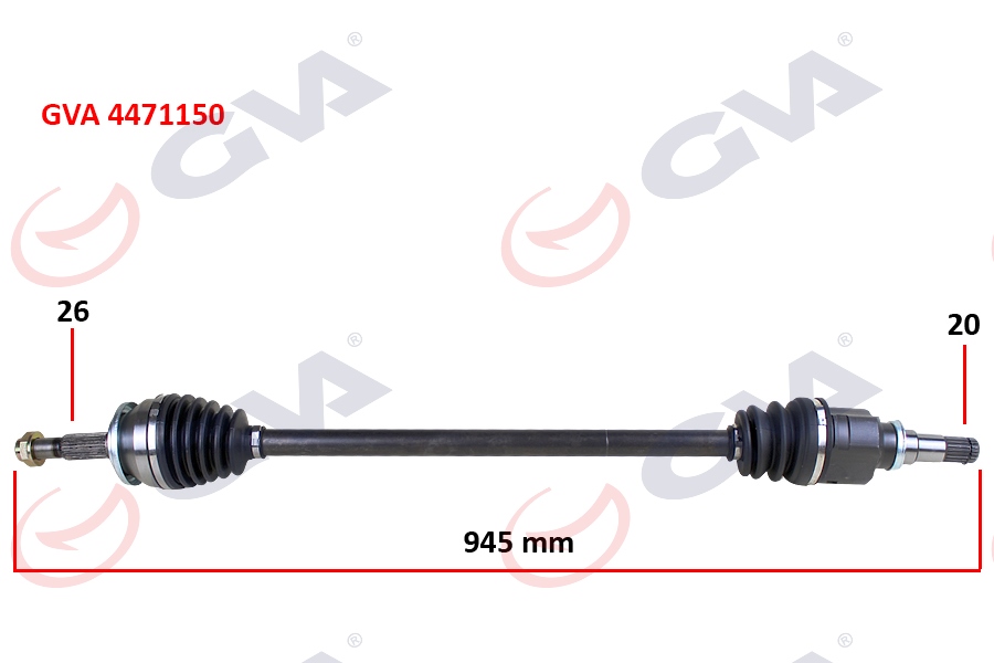 KOMPLE AKS SAĞ TOYOTA AURIS. COROLLA 1.4L 1NDTV NDE150 D-4D dizel 07-13 26x20 komple boy 945mm 4341002580-4341002581