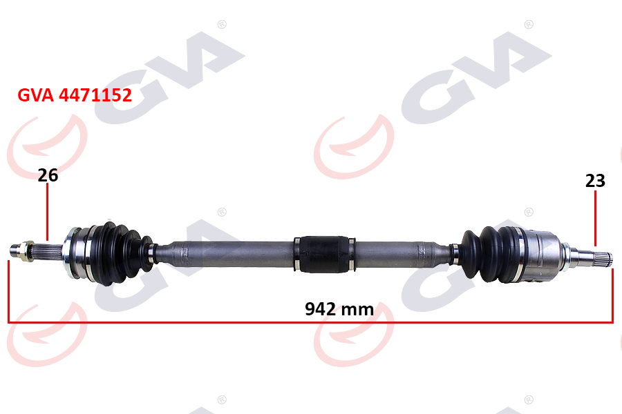 KOMPLE AKS SAĞ TOYOTA AURIS. COROLLA 1.33L 1NR-FE NRE150 6 vites 10- 1.6L 1ZR-FE ZRE151 benzinli 07-11 26x23 komple boy 942mm 4341002570