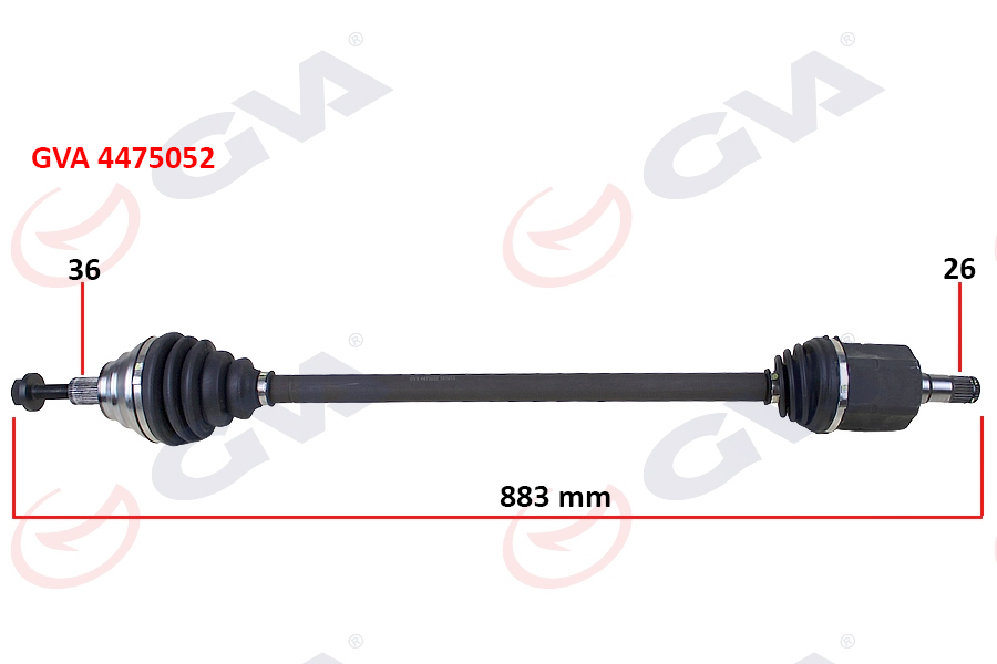 KOMPLE AKS SAĞ GOLF VI 1.6i AUTO. 08-13 883mm 1K0407272FS-1K0407452QX