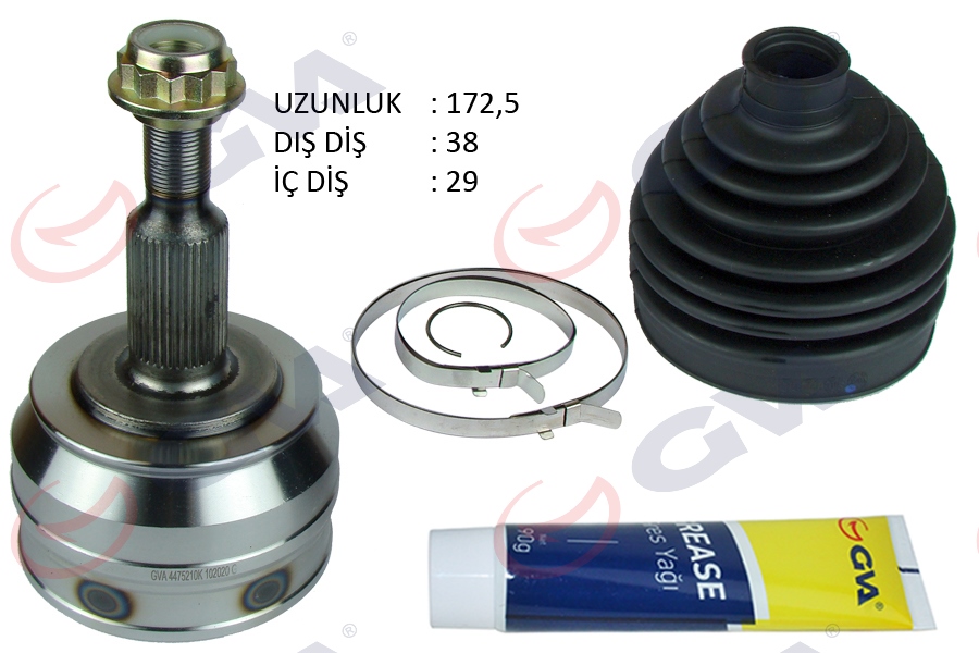 AKS KAFASI DIŞ ÖN TRANSPORTER T5 2.5 TDI 04-10 AXD 38x29x63 172.5mm