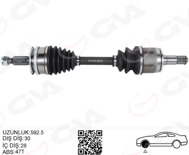KOMPLE AKS SOL MITSUBISHI L200 30 x 592.5 x 28 2.5L 4D56 DI-D Tdi Euro4 CR 4x4 KB4T 07-10