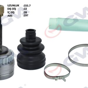 AKS KAFASI DIŞ ÖN CORSA B 1.2i 16V 93-00 ABS Lİ 569mm 29DİŞ 22x28x52 155mm 26032411-374218