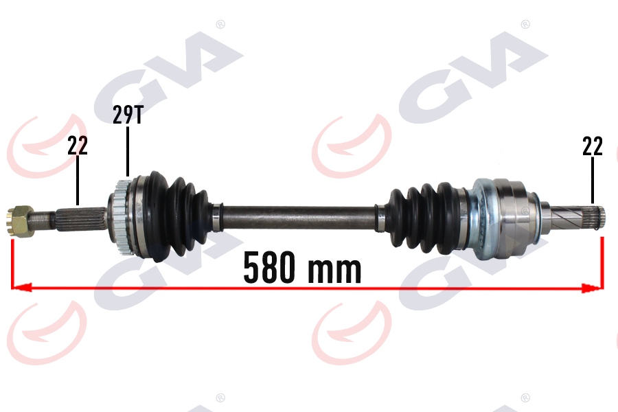 KOMPLE AKS SOL OPEL-MERIVA A 1.6 03-10 ABS Lİ 29 DİŞ 580mm 374511-93299247-26111100