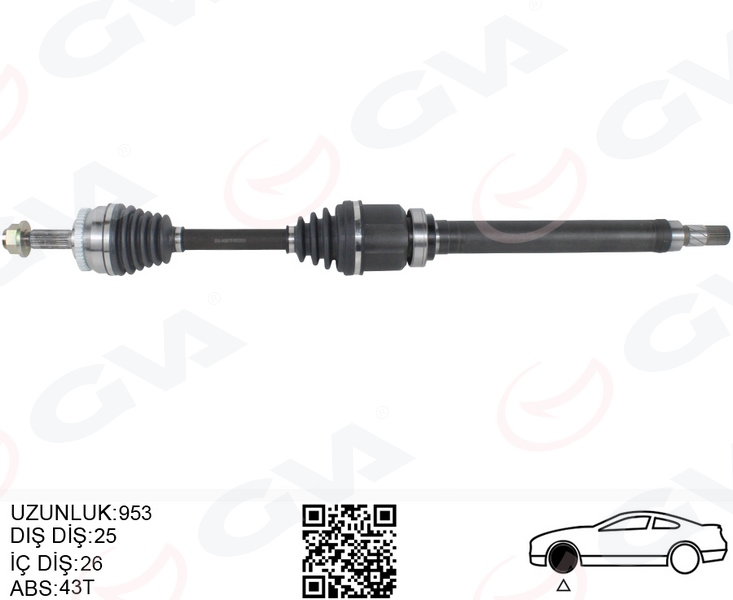 ÖN AKS KOMPLE SAG VOLVO S40 I V40 I 1.8-2.0 97 04