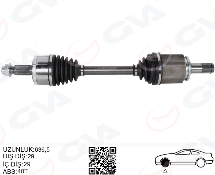 KOMPLE AKS ÖN SOL DISCOVERY 3 L319 DISCOVERY 4 L319 R.R SPORT I L320 636.5MM LR072069-LR047295-TDB500110