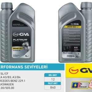 MOTOR YAĞI 20W50 1 LT PLATINUM MİNERAL API SL/CF