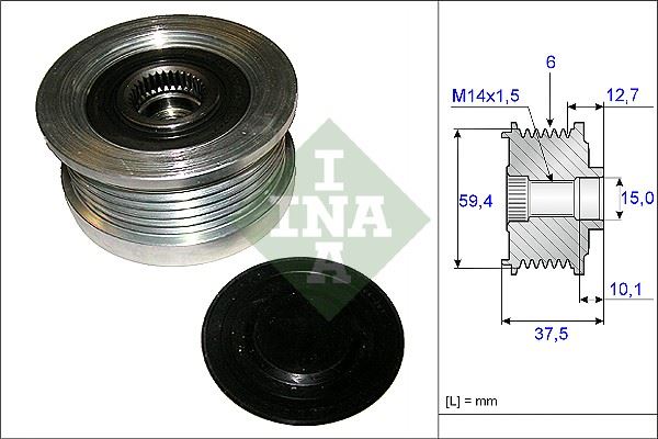 ALTERNATÖR KASNAĞI RULMANLI ACCENT-GETZ-MATRIX 1.5 CRDI 02 6 KANAL 535011010 3732227500-3732227501