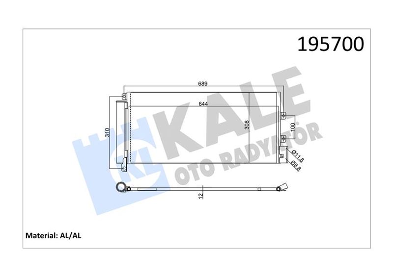 KLİMA KONDENSERİ LINEA 1.3 JTD 628x305x12 1 SIRA ALB SİSTEM 51785227-1785227