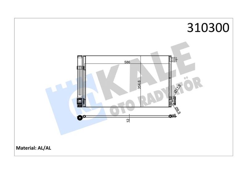 KLİMA KONDENSERİ COMBO D-CORSA D-E ADAM-BIPPER-TEPEE-NEMO 1.2-1.4 HDI 08 FIORINO 1.4-1.3D MJ 07 571x351X12 95530541-6455.GA-55700406-52039557