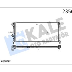 RADYATÖR DOBLO 1.9 JTD-1.3MTJ MEK AC KLİMASIZ 700x305x38 1 SIRA ALB SİSTEM -46807378 55174187-51779233-51861635