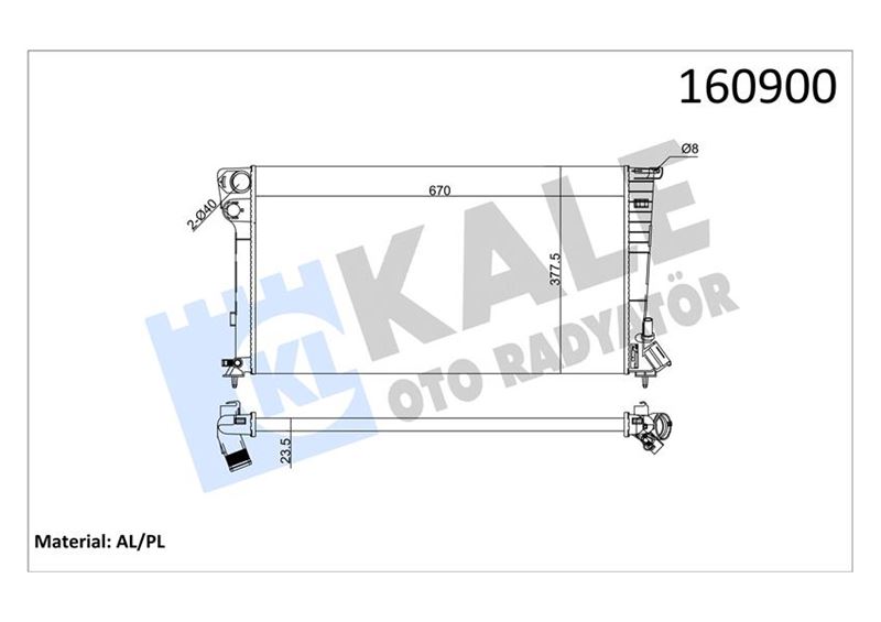 RADYATÖR PARTNER-BERLINGO-XSARA-306 1.9DZL DW8 98-02 KLİMASIZ MEK 670x377.5x23 2 SIRA AL PL 1330.41-1330.E1-1330.23-1331.FG