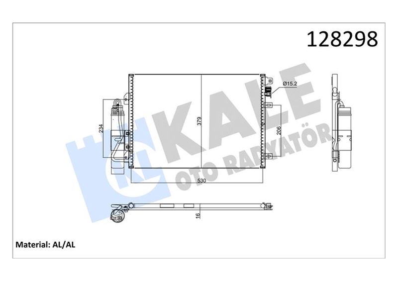 KLİMA KONDENSERİ KURUTUCU İLE CLIO II-KNG 97-01 1-2-1.4-1.5DCI-1.6-1.9 514x376x16 8200106950-8200757789-7700428083