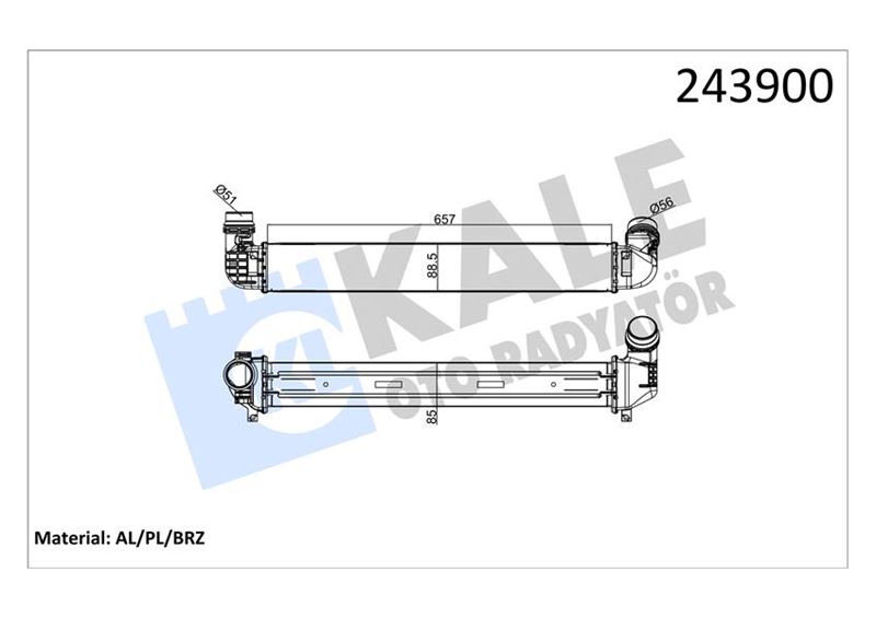 TURBO RADYATÖRÜ INTERCOOLER FLUENCE 10 1.5DCI 657x89x85 2 SIRA ALB SİSTEM 144960024R-144966078R
