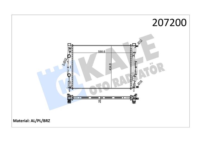 MOTOR SU RADYATÖRÜ RENAULT MEGANE II 02 SCENIC 03 1.5-1.9DCİ/1.4-1.6-2.0 16V AC KLİMASIZ MEK 590x455x32 1 SIRA ALB 8200357536-8200115542
