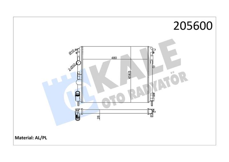 RADYATÖR CLIO II-KNG-LOGAN1.5 DCI-1.6 16V-1.9 DTI-K4M AC KLİMASIZ MEK 480x414.5x23 2SIRA AL PL 7700428082