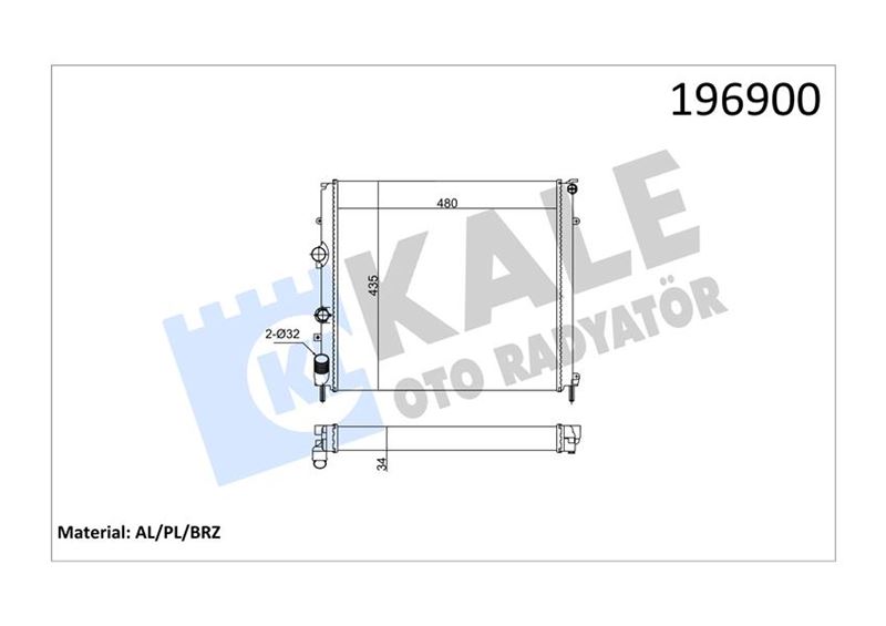 RADYATÖR KNG 97 1.9D KLİMASIZ MEK 479x442x34 1 SIRA ALB SİSTEM 8200747214-7701352898-7700312858