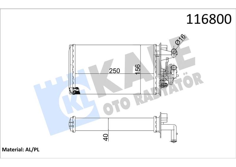 KALORİFER RADYATÖRÜ TMPR 1.6-2.0 MUSLUKSUZ 2 SIRA AL PL SİSTEM 40572017