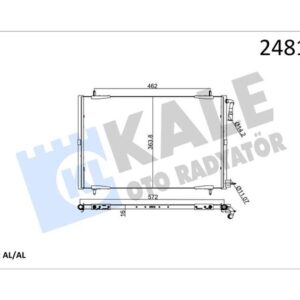 KLİMA RADYATÖRÜ KONDANSER PEUGEOT P206 98 09 1.1-1.4-1.6-2.0-1.4HDI-1.6HDI 556x364x16 AL 6455.Y0-6455.W6-6455.W7-6455.X9