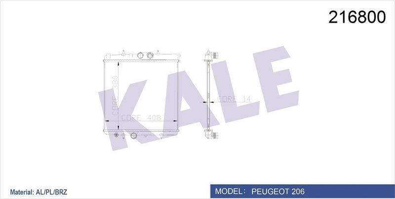 RADYATÖR 206 98 1.0-1.4-1.6 16V MEK KLİMASIZ 415x380x25 1330.37-9647511480-1333.12-1330.H2