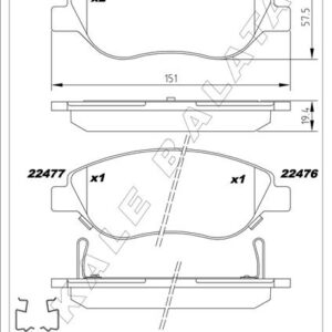 ON BALATA FIAT EGEA 15  1.4 1.5 T4 HIBRIT 1.6 D K:19 MM G:151.1 MM BÜYÜK TİP 8 ADET KLİPS