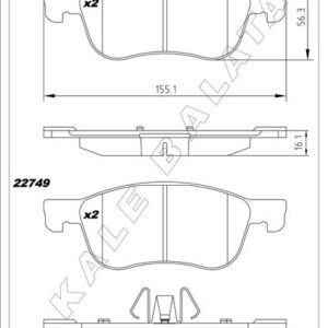 DİSK FREN BALATASI ÖN FORD FİESTA 1.0/1.1/1.5D 01/17  FORD FİESTA ST 1.5 04/18  COURIER V-769 18