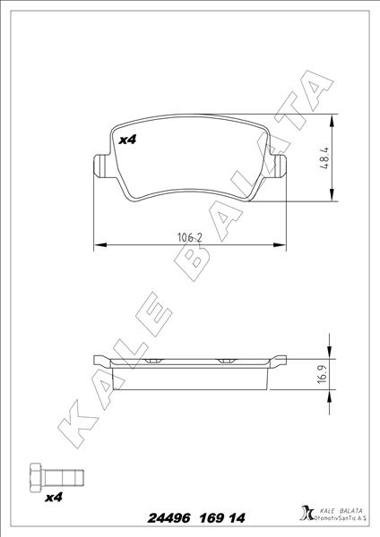 ARKA FREN BALATASI S-MAX 09 06 GALAXY III 06 VOLVO S60 10 S80 06 V60 -V70 06 XC60 08 XC70 06