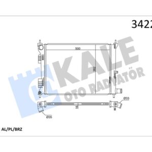 RADYATÖR BRAZİNG ACCENT BLUE 1.4İ-1.6İ- İ20 1.4İ 500x382x16 253101R000-253104L000