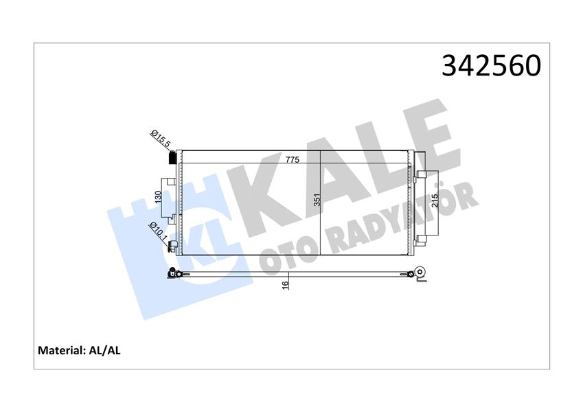 KLİMA RADYATORU KONDENSERİ RENAULT MASTER III 10 OPEL MOVANO B 10 2.3dCi 775x351x16 ALÜMİNYUM KURUTUCU İLE