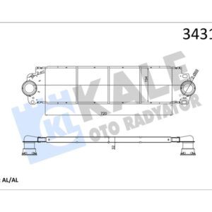 TURBO RADYATÖRÜ INTERCOOLER VW TRANSPORTER T5 AL/PL/BRZ 720x194x27 7H0145804B-7H0145804A