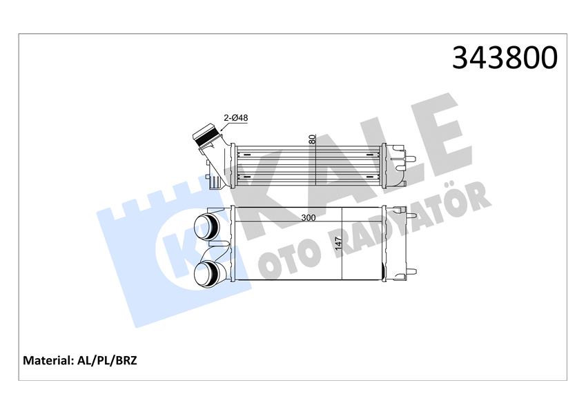TURBO RADYATÖRÜ INTERCOOLER BERLINGO 04 C4 04 P308 07 PARTNER 04 1.6HDI AL/PL/BRZ 300x147x76 0384.L4