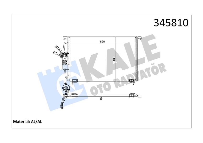 KLİMA RADYATÖRÜ KONDENSERİ OPEL OMEGA B 94 03 665x450x16 AL/AL
