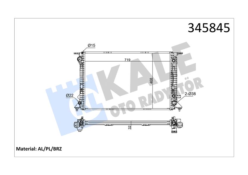 RADYATÖR Q5 3.0 TDİ guattro 08 720x470x32 AC /- MEK OTOM AL/PL/BRZ 8R0121251A-8R0121251C