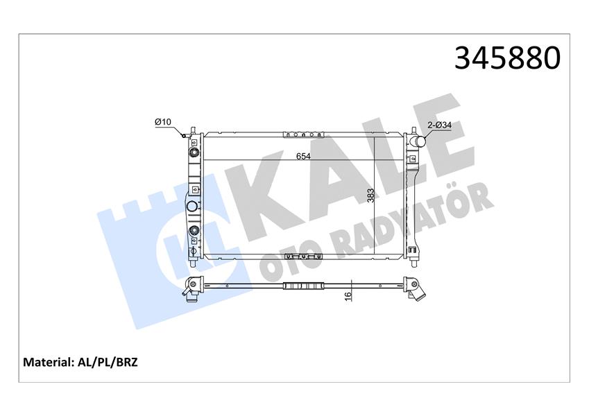 RADYATÖR CHEVROLET-DAEWOO NUBIRA 00 AC /- OTOM. 655x378x16 AL/PL/BRZ 96273594