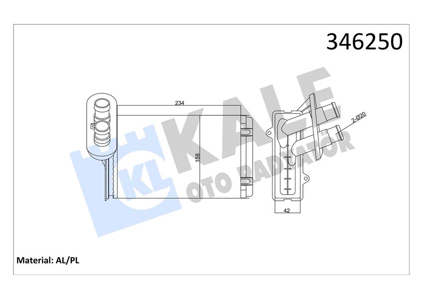 KALORİFER RADYATÖRÜ A3-CADDY-GOLF-JETTA-POLO-IBIZA-CORDOBA-OCTAVIA-1.4-1.6-1.8-1.9TDI-2.0 234x156 191819031E-1H1819031B-191819031