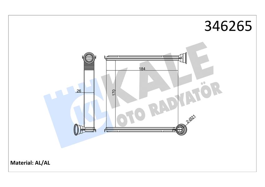 KALORİFER RADYATÖRÜ GOLF 7-PASSAT-TIGUAN-ARTEON-SUPERB-OCTAVIA-A3-LEON-12 170X185X26 5Q0819031-5Q0819031B