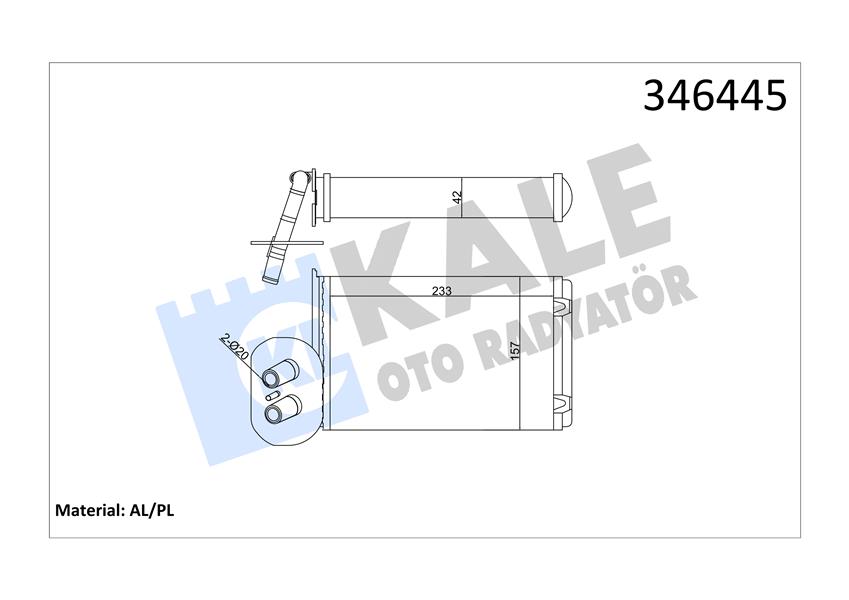 KALORİFER RADYATÖRÜ VW TRANSPORTER T4 1.9D-TD-2.0D-2.4D-2.5D-TD ÖN 234x157x42 AC 701820031