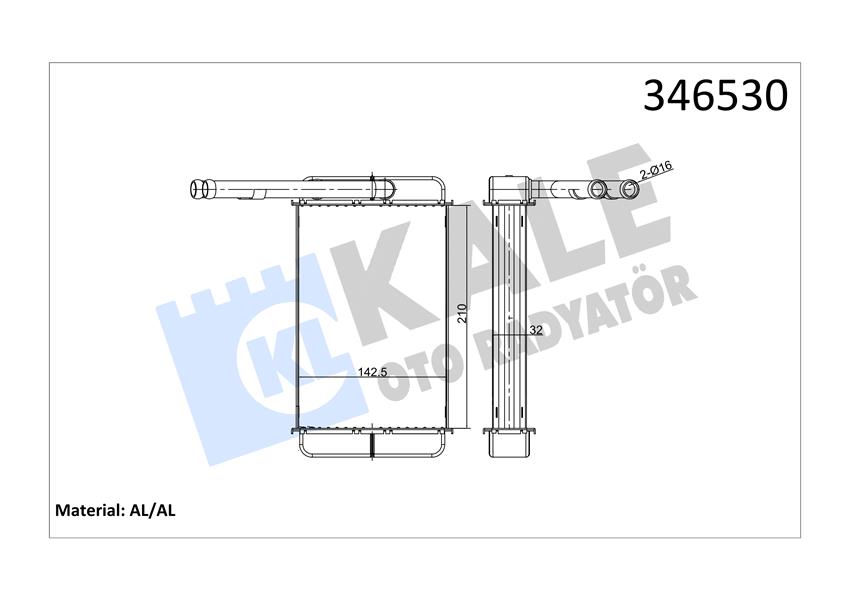 KALORIFER RADYATORU TRANSIT 2.0 2.5D 85 92 T12 T15 92 00 BRAZING 89VW18476BA-1628214-1628392