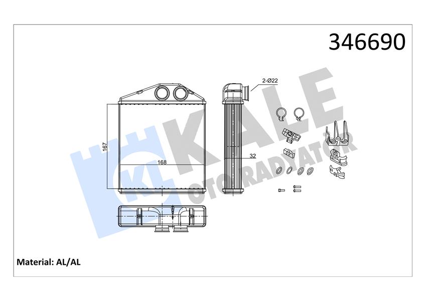 KALORİFER RADYATÖRÜ CORSA C-TIGRA TWINTOP 1.2-1.4-1.8-1.3CDTI-1.7CDTI 00 1618222-9196140