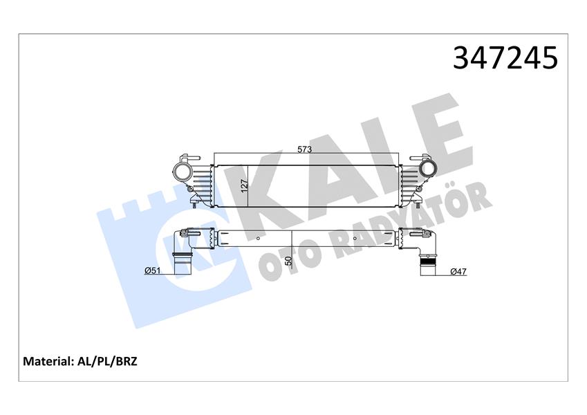 TURBO RADYATÖRÜ INTERCOOLER FIAT EGEA-FIAT 500L 1.3-1.6 JTD-1.4 51887954