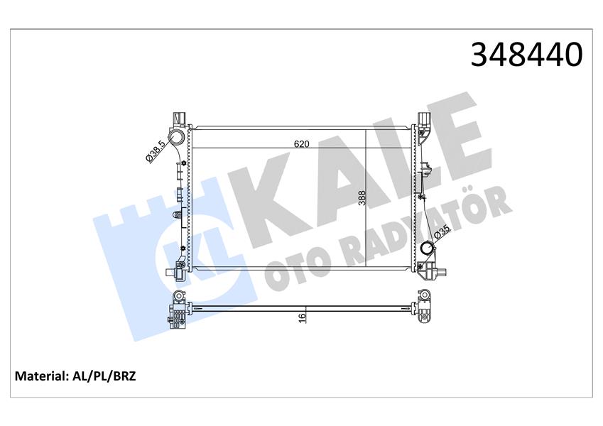 MOTOR SU RADYATÖRÜ FIAT EGEA 15 1.3D MTJ 1.4 AL-PL-BRZ 620x388x16 52052220-52015588